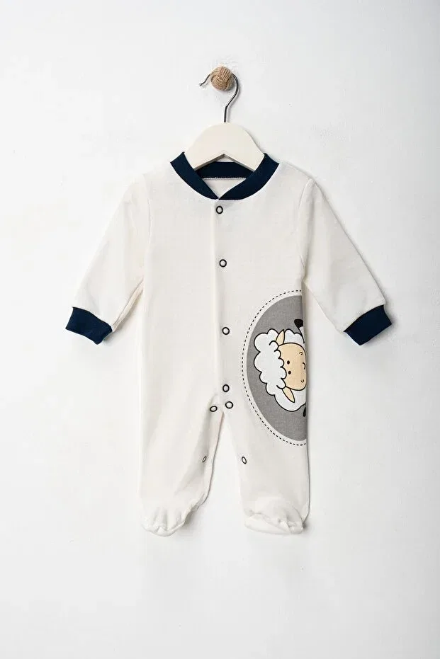 Детский комбинезон-комплект с принтом Newborn 3 Piece Lamb Cow Romper Set Pırlanta Baby, Multicolor — фото 2
