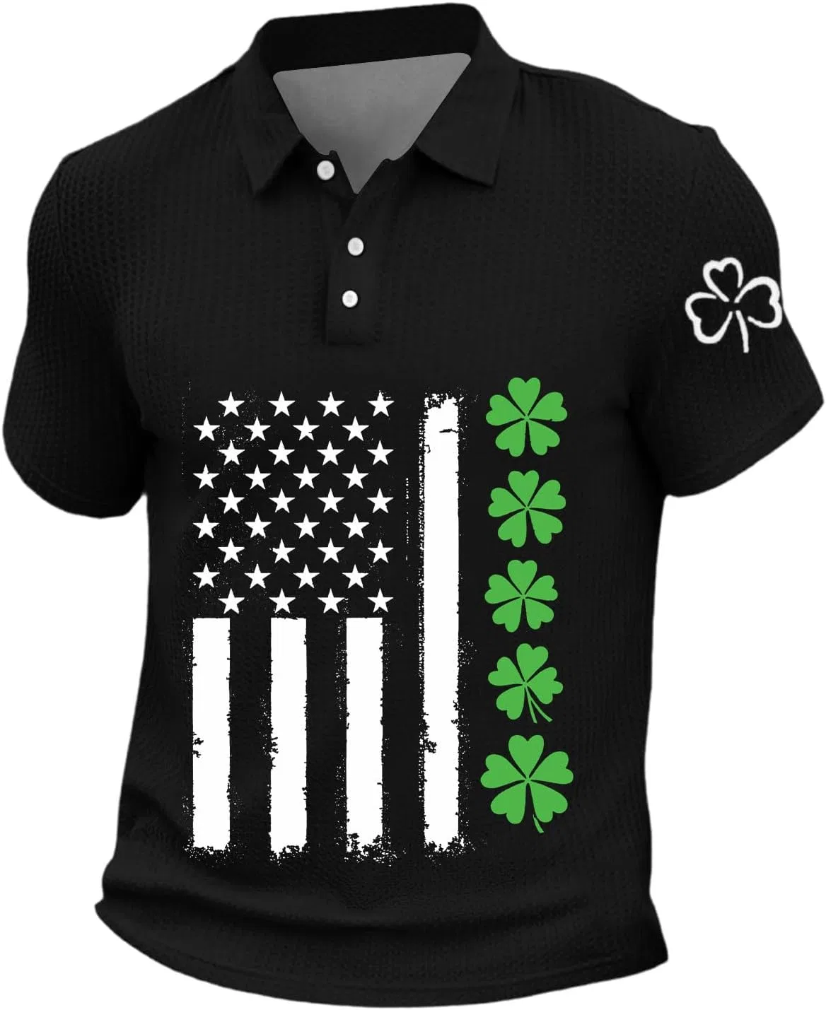 Мужская футболка поло с вафельным переплетением St Patricks Day, Black