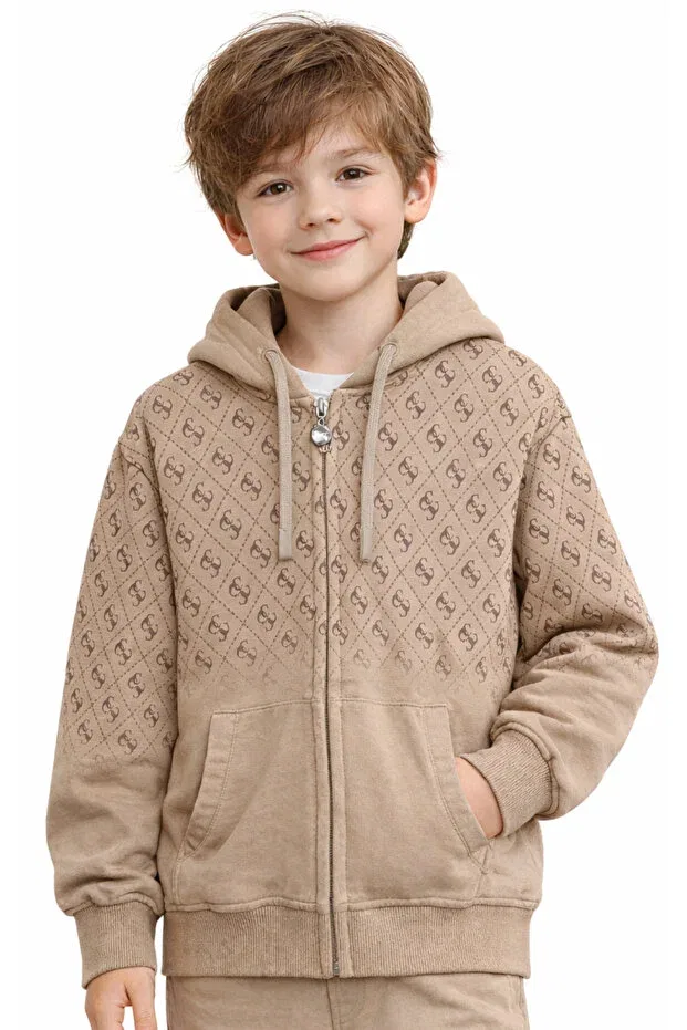Детский кардиган с принтом Irem Çocuk Giyim, Light Brown