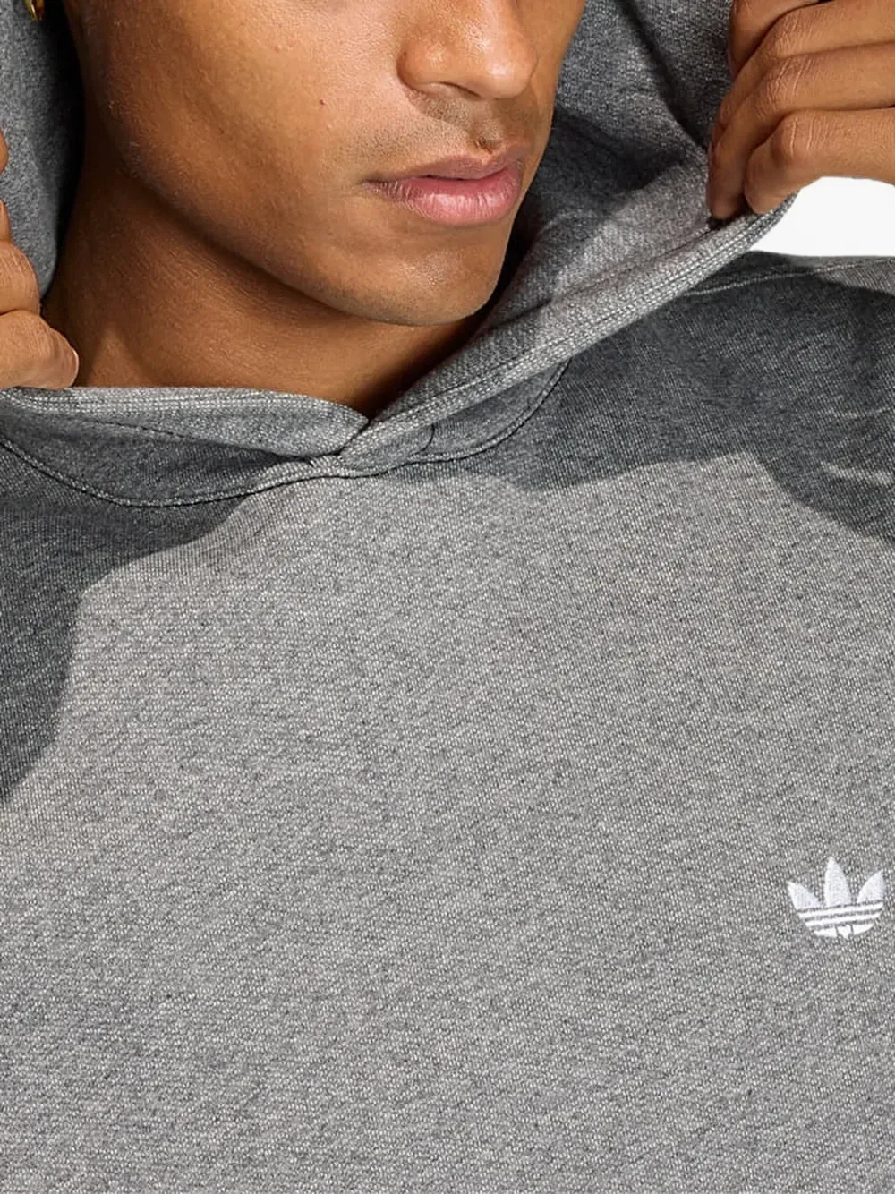 Свободный худи с вышитым логотипом Adidas, серый — фото 4