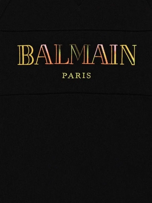 Свитшот с винтажным принтом Kids Vintage Logo Printed Balmain, Black/Colourful — фото 3