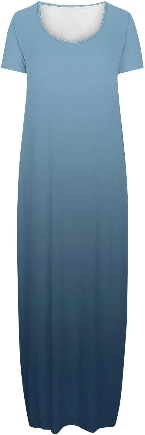 Женское летнее платье макси градиентное Sundress, Blue — фото 4