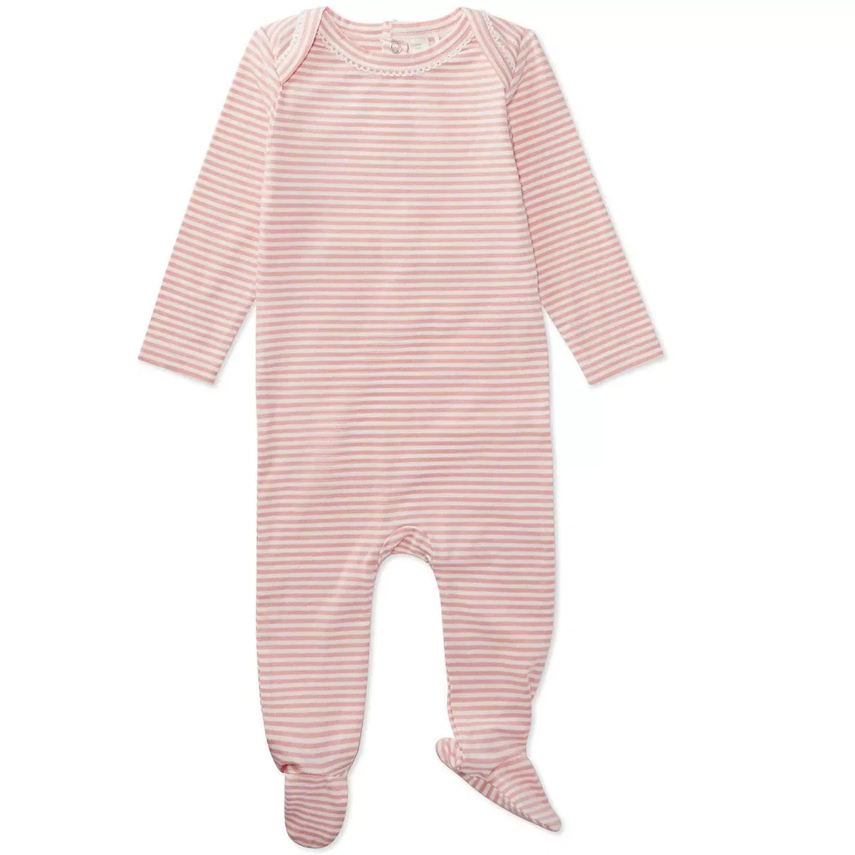 Детское платье-боди с длинным рукавом MiniMe Striped Shoulder Flap Footie ONLINE UNIQUE RTW MISSY, Rose — фото 3