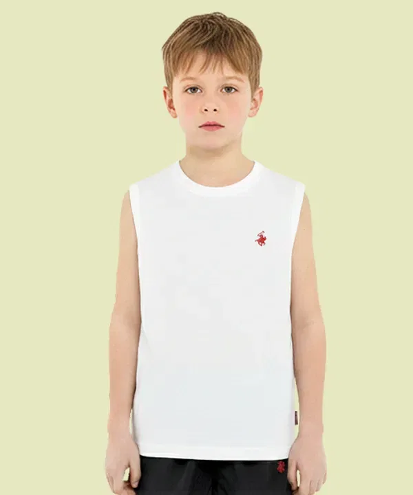 Майка-безрукавка базовая, Beverly Hills Polo Club Kids, белый