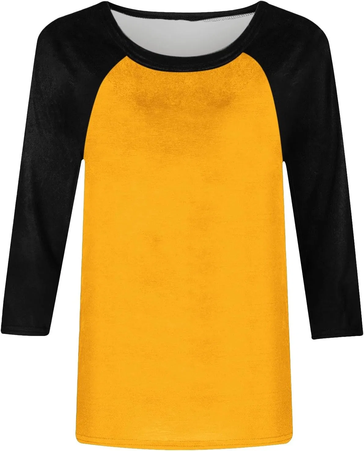 Женская свободная блуза с цветовыми блоками, 3/4 рукав, 02-yellow — фото 3