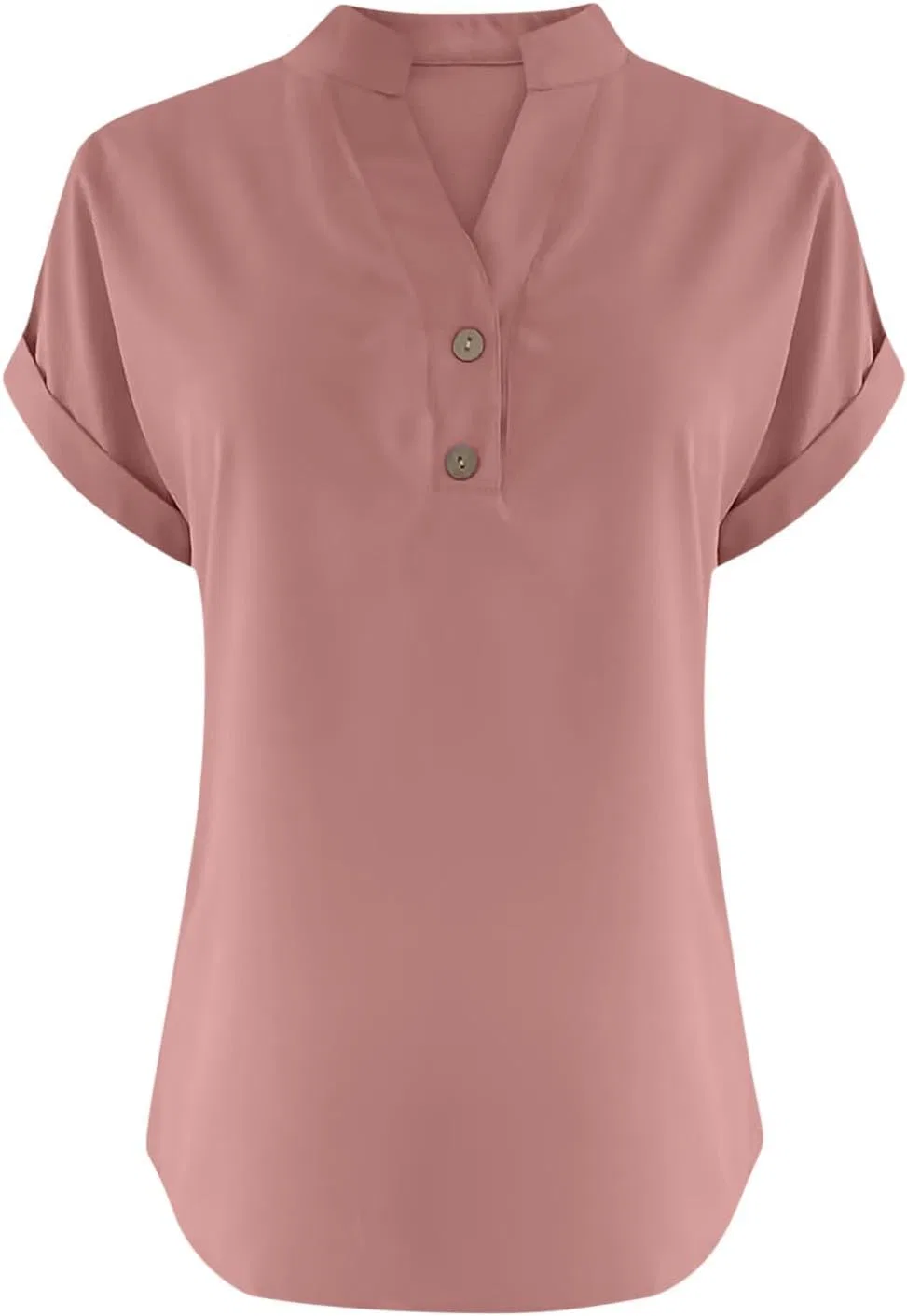 Женская свободная туника с V-образным вырезом, Pink — фото 4