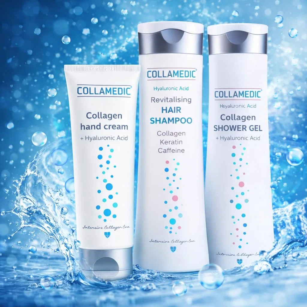 Набор для мужчин COLLAMEDIC, Душ-гель + Шампунь + Крем для рук, с коллагеном и гиалуроновой кислотой — фото 2