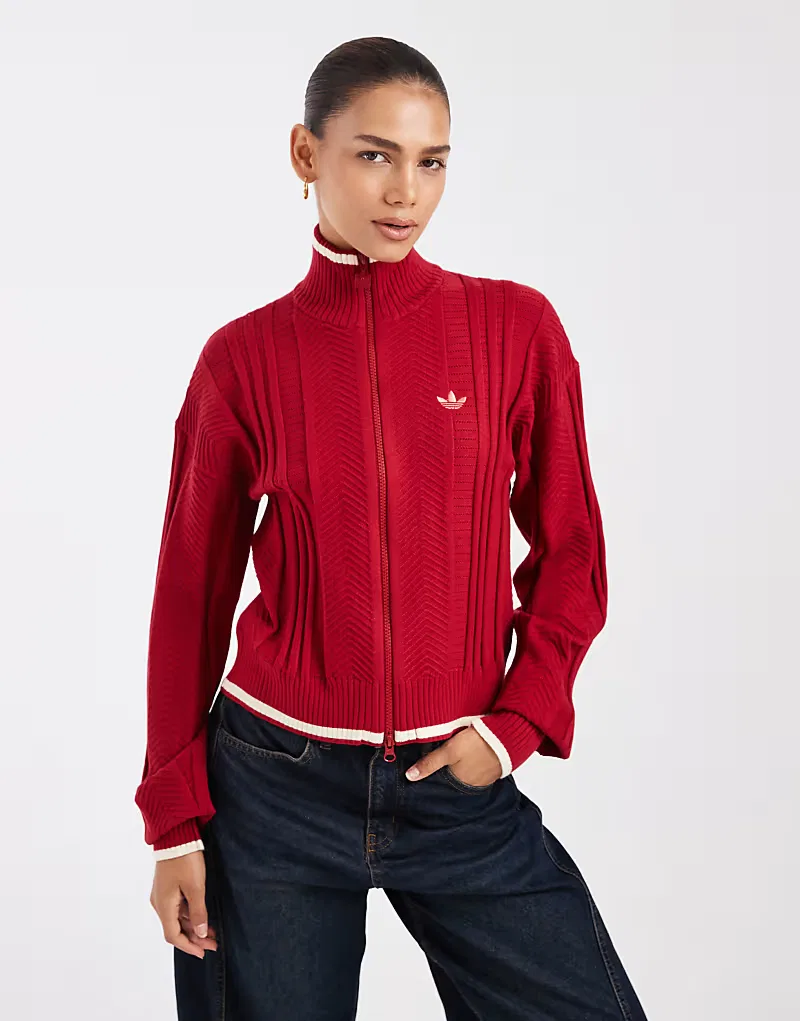 Спортивная куртка Adidas Originals Firebird из ажурной вязки, красный — фото 2