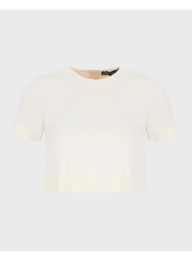Пуловер с коротким рукавом Zara, айвори