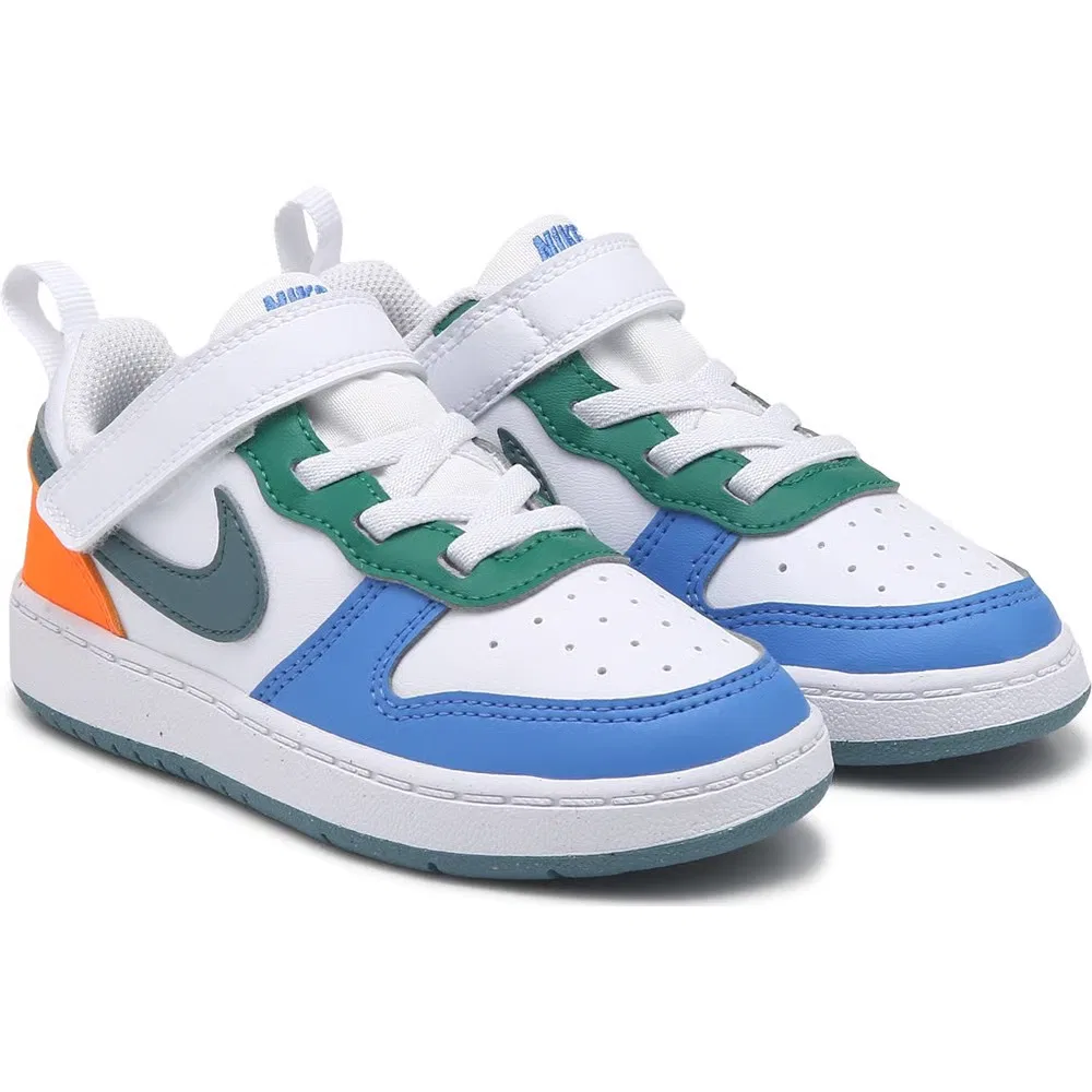 Детские кроссовки Kids' court borough low recraft для малышей Nike, White/Blue/Orange