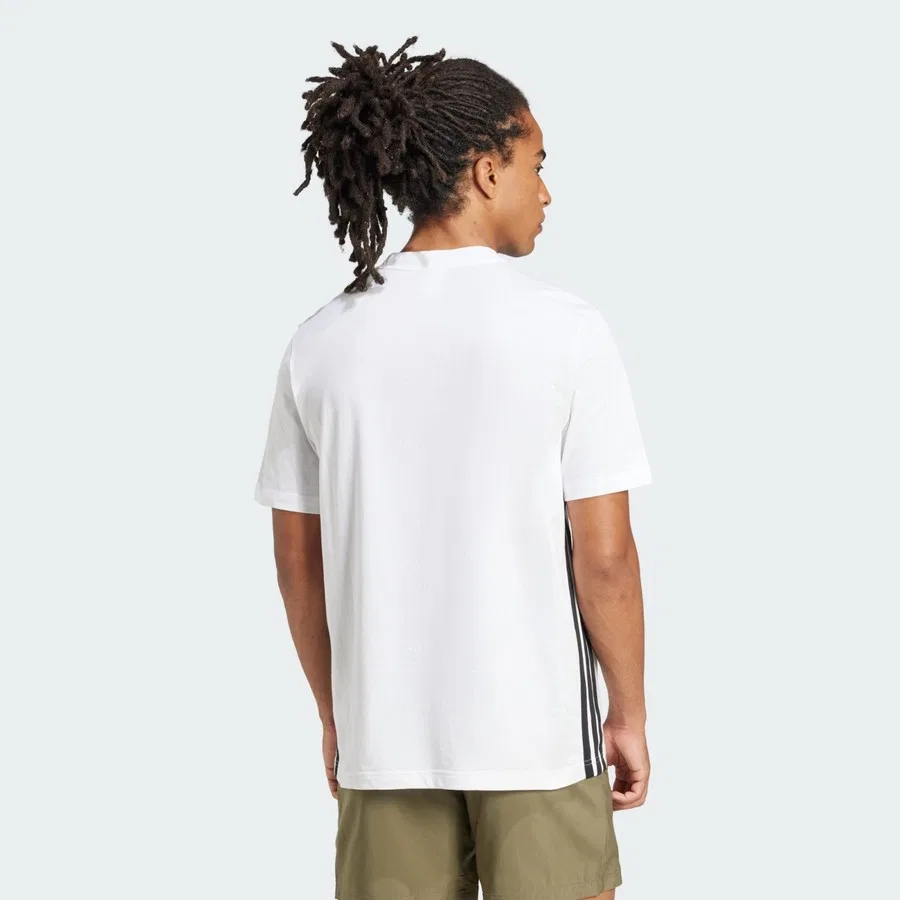 Футболка спортивная с принтом Sportswear JE6388 Essentials 3-Stripes Single Jersey Tee adidas, Черно-белый — фото 2