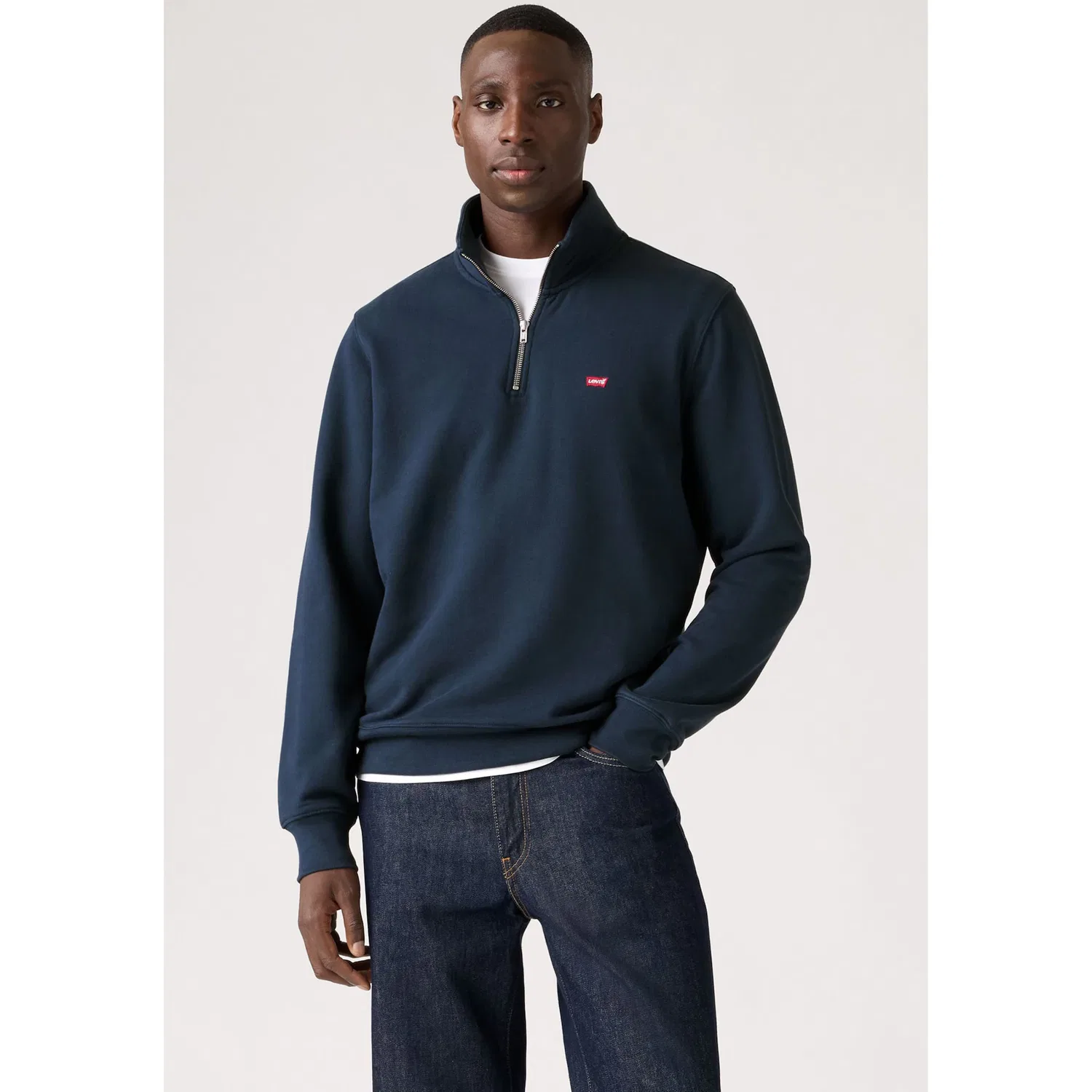 Мужской худи с воротником-стойкой и логотипом Levi's, Navy Blazer