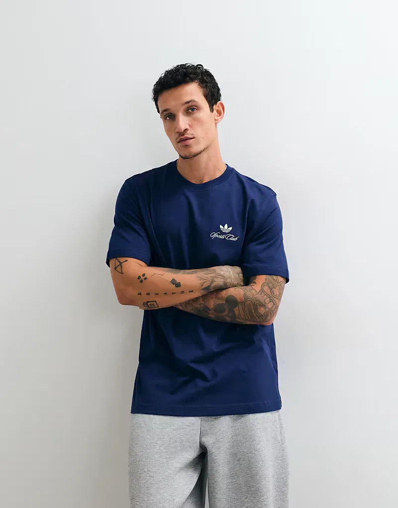 Футболка Adidas Originals с принтом спортивного клуба на спине, темно-синий — фото 2