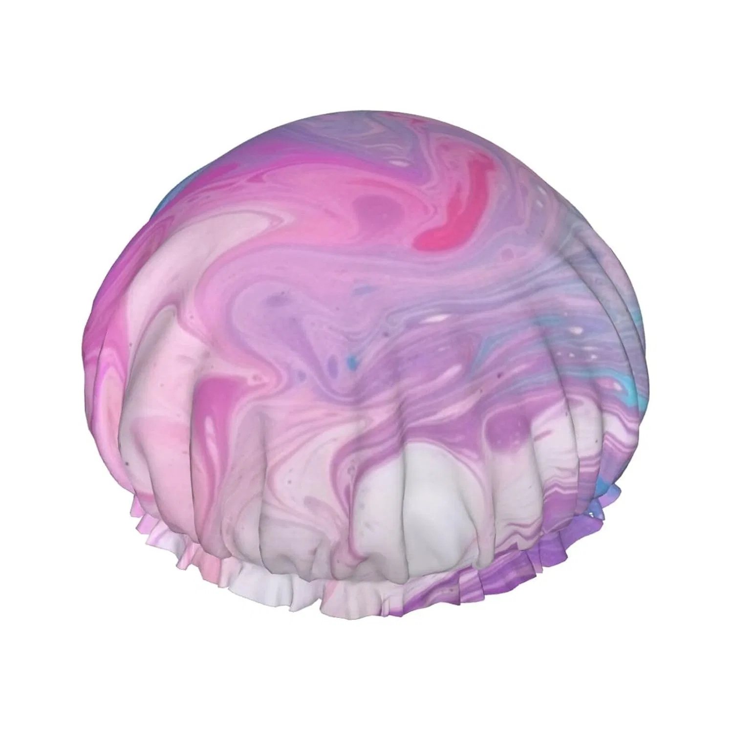 Шапочка для душа WSOIHFEC, Double Layer, 27.4 cm, Pastel Pink Blue Purple Printed