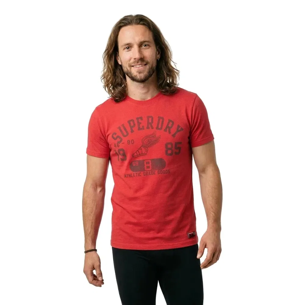 Футболка Superdry Vintage Prep Relaxed Fit с коротким рукавом, красный — фото 3