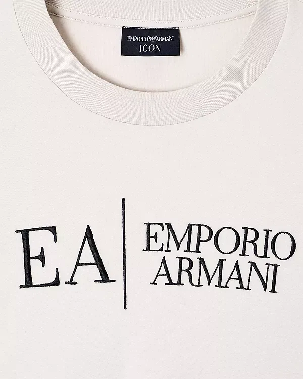 Мужская футболка с логотипом Icon Emporio Armani, бежевый — фото 4