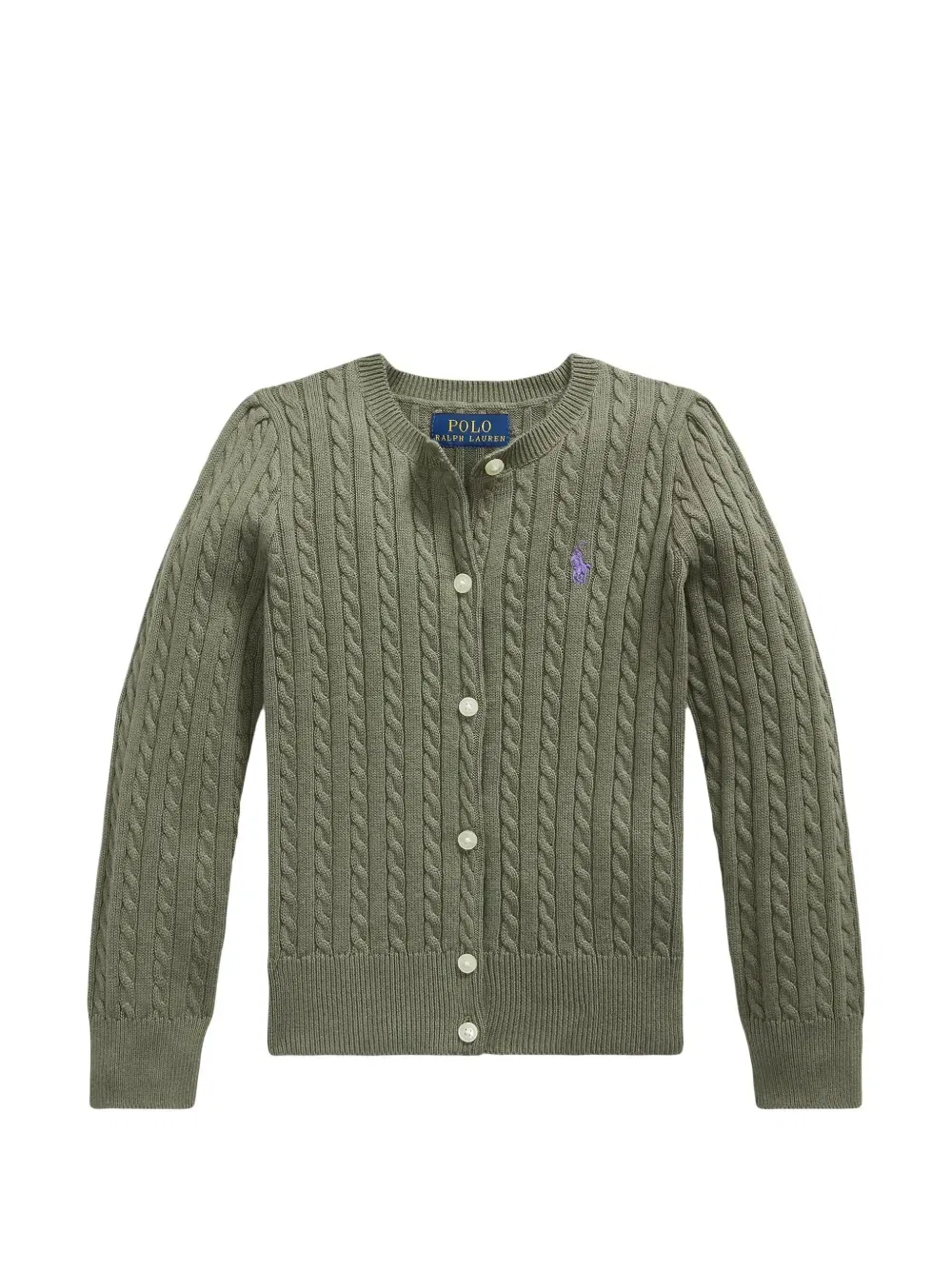 Кардиган фактурной вязки с вышивкой Pony Polo Ralph Lauren Kids, зеленый