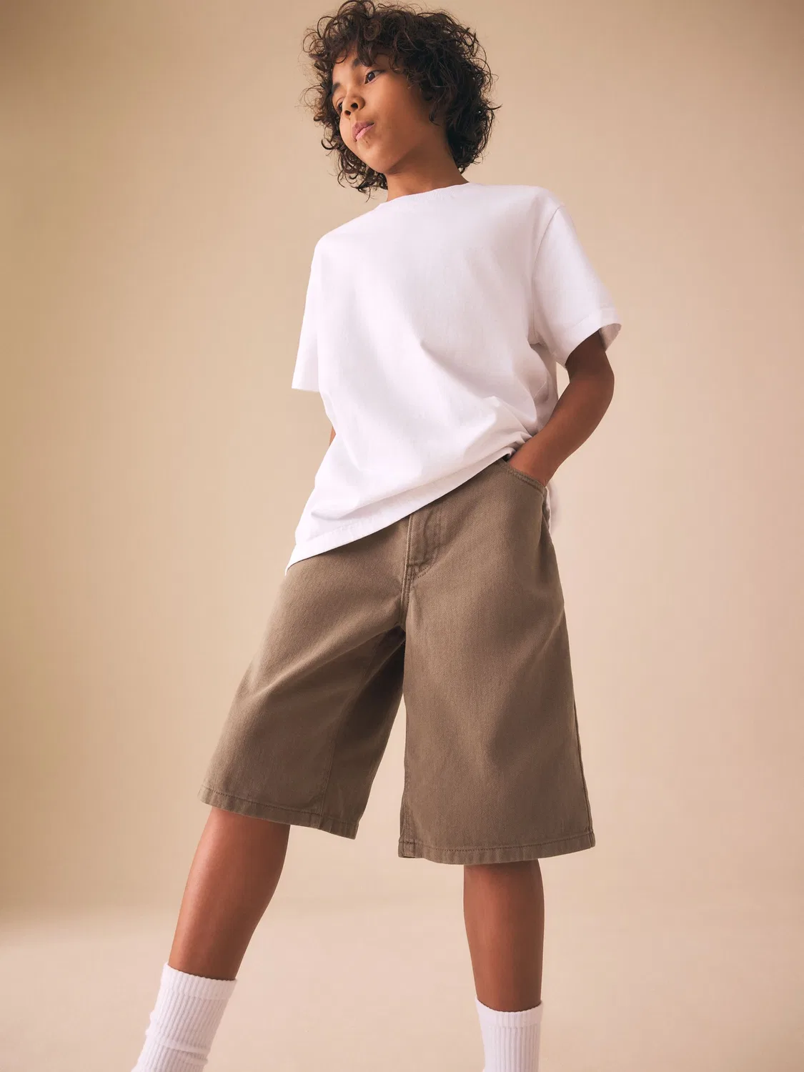 Шорты джинсовые Brown Denim Jort Shorts Next, коричневый — фото 2