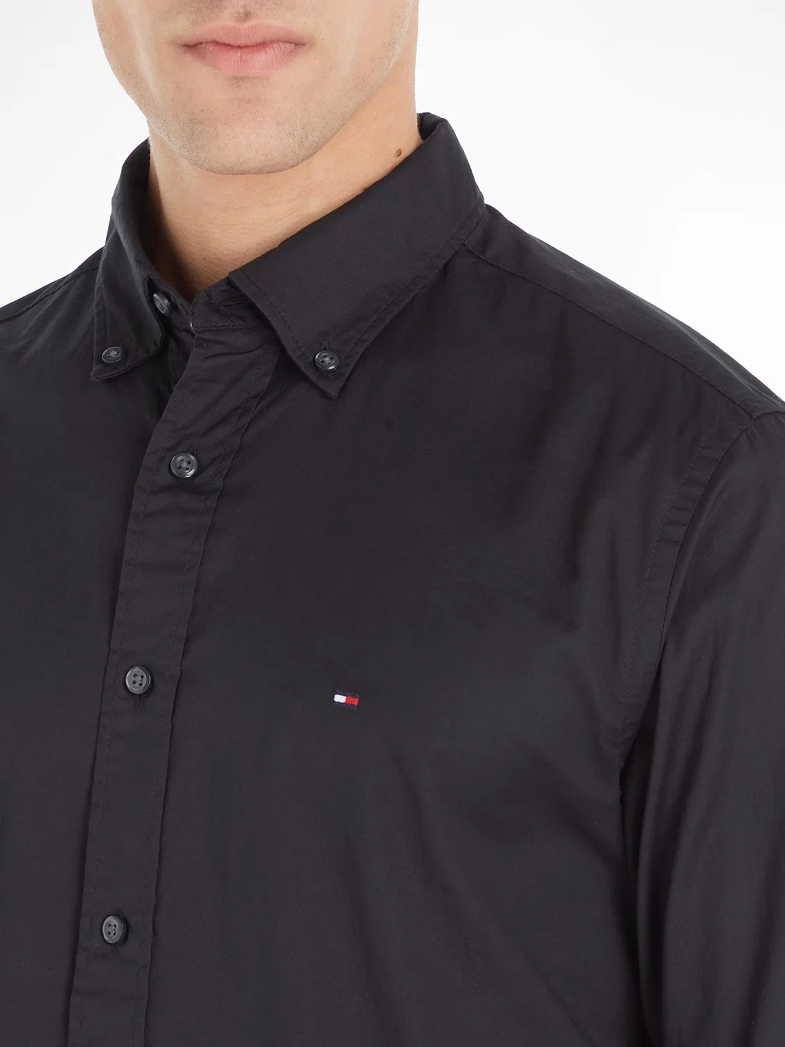 Мужская рубашка с принтом Flex Poplin Mini Tartan Tommy Hilfiger, Black (Black) — фото 3