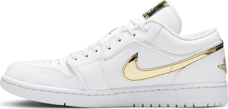 Кроссовки Wmns Air Jordan 1 Retro Low White Metallic Gold, золотой — фото 3