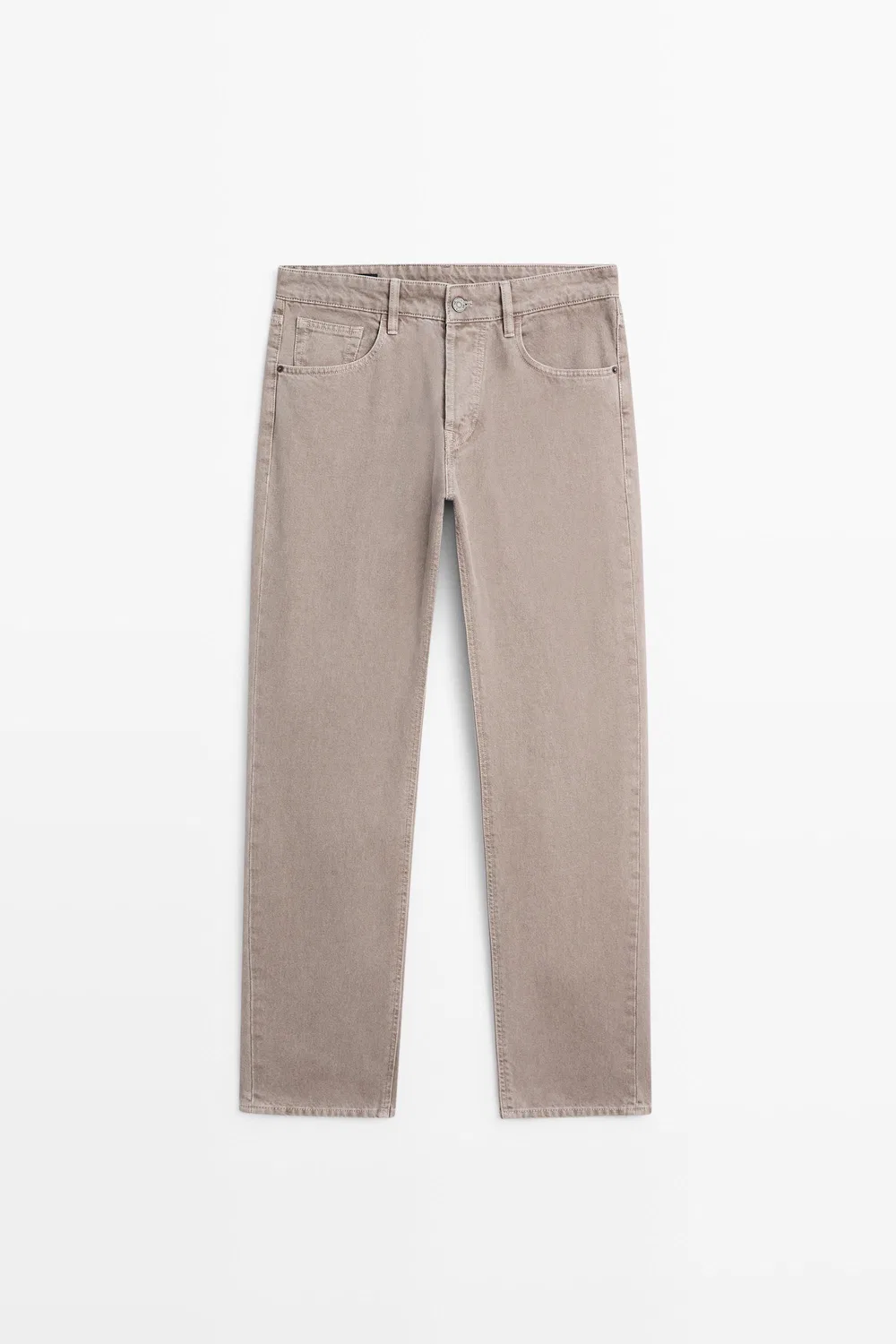 Джинсы Massimo Dutti Tapered Fit , бежево-серый — фото 2