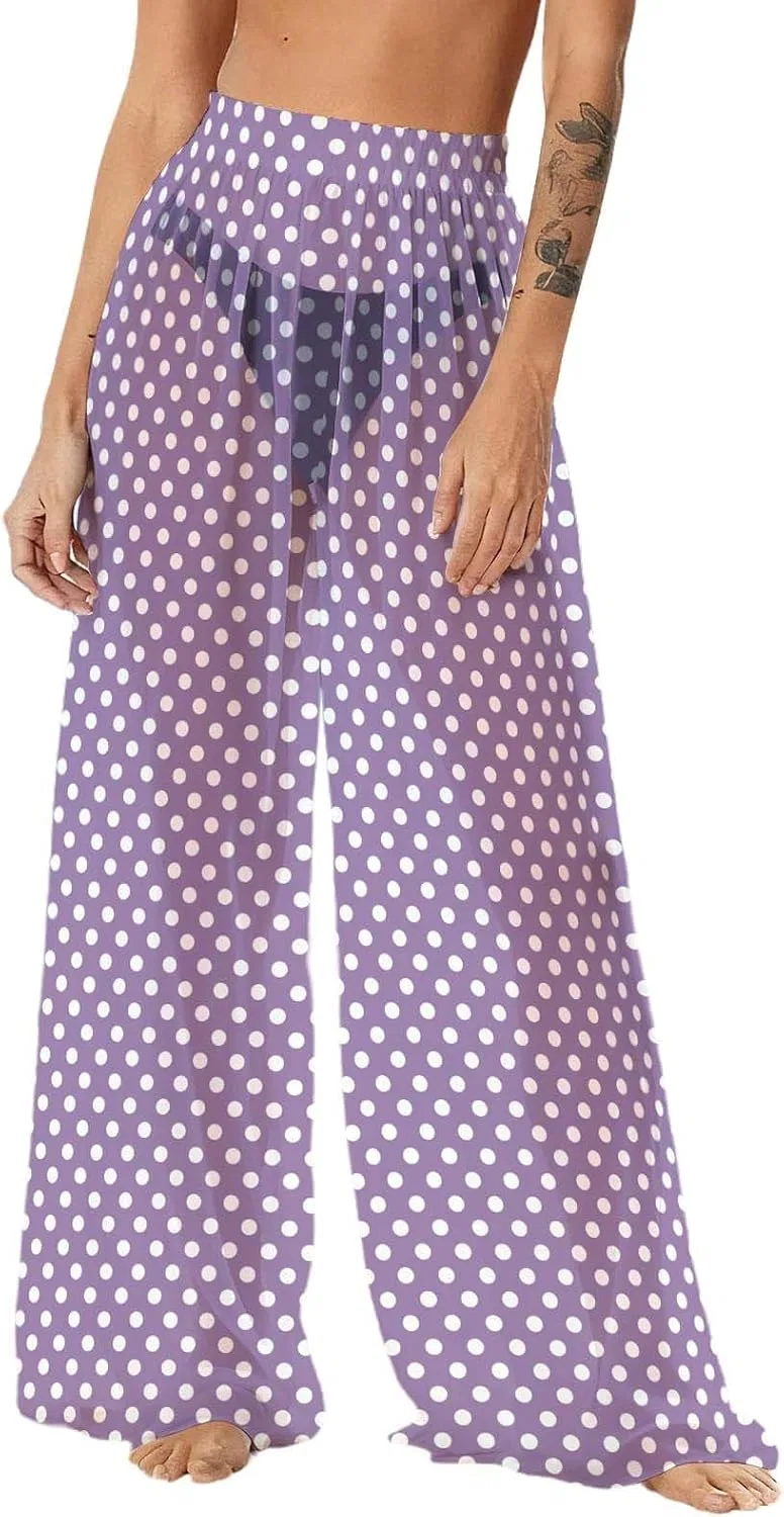 Женские пляжные брюки палаццо с градиентным принтом, Light Purple