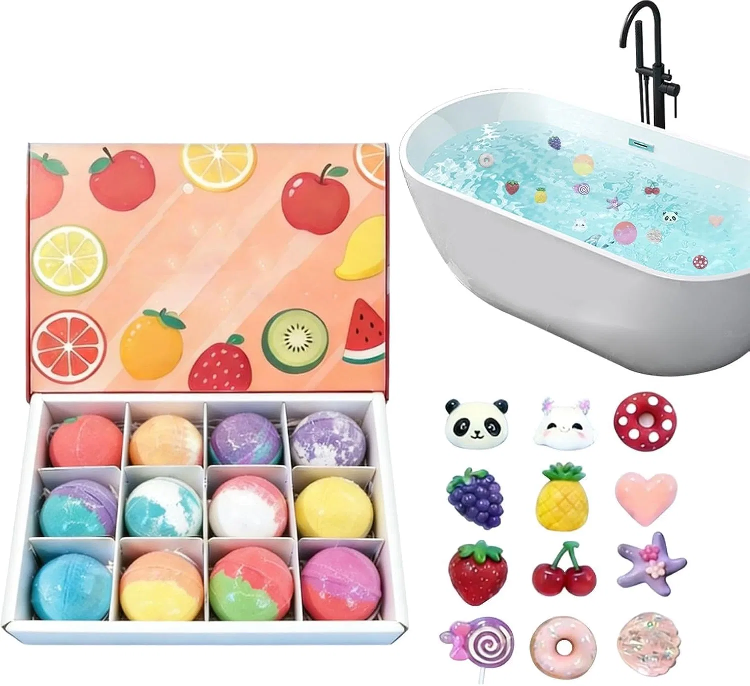 Набор детских бомбочек для ванны, 12 штук, Fruit Bath Bomb Collection, Generisch