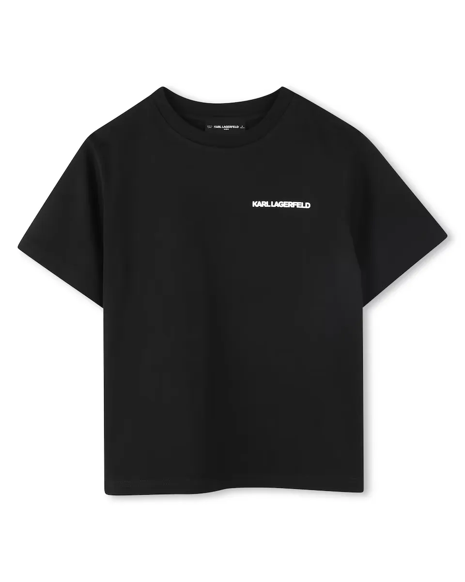 

Хлопчатобумажная футболка для мальчика с иллюстрацией на спине Karl Lagerfeld Kids, чёрный