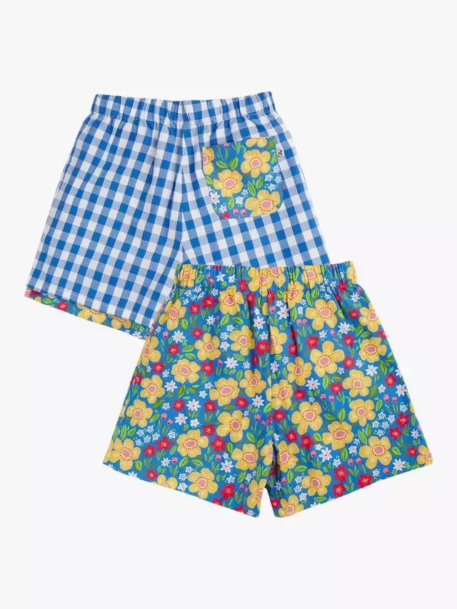 Детские двусторонние шорты Raina с цветочным клетчатым принтом, Cobltging/Picnicposy Frugi — фото 3
