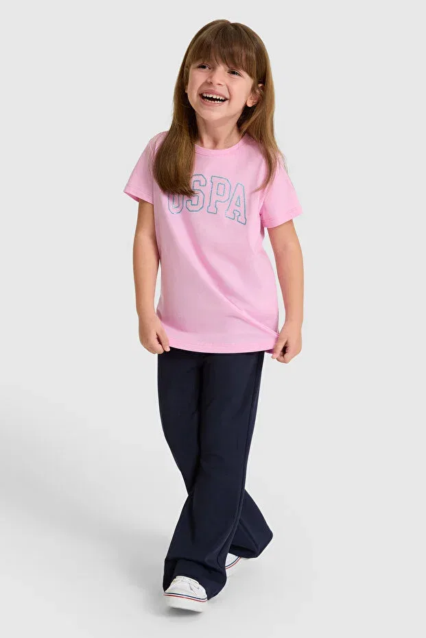 Детская футболка для девочек хлопковая с круглым вырезом U.S. Polo Assn., Pink — фото 4