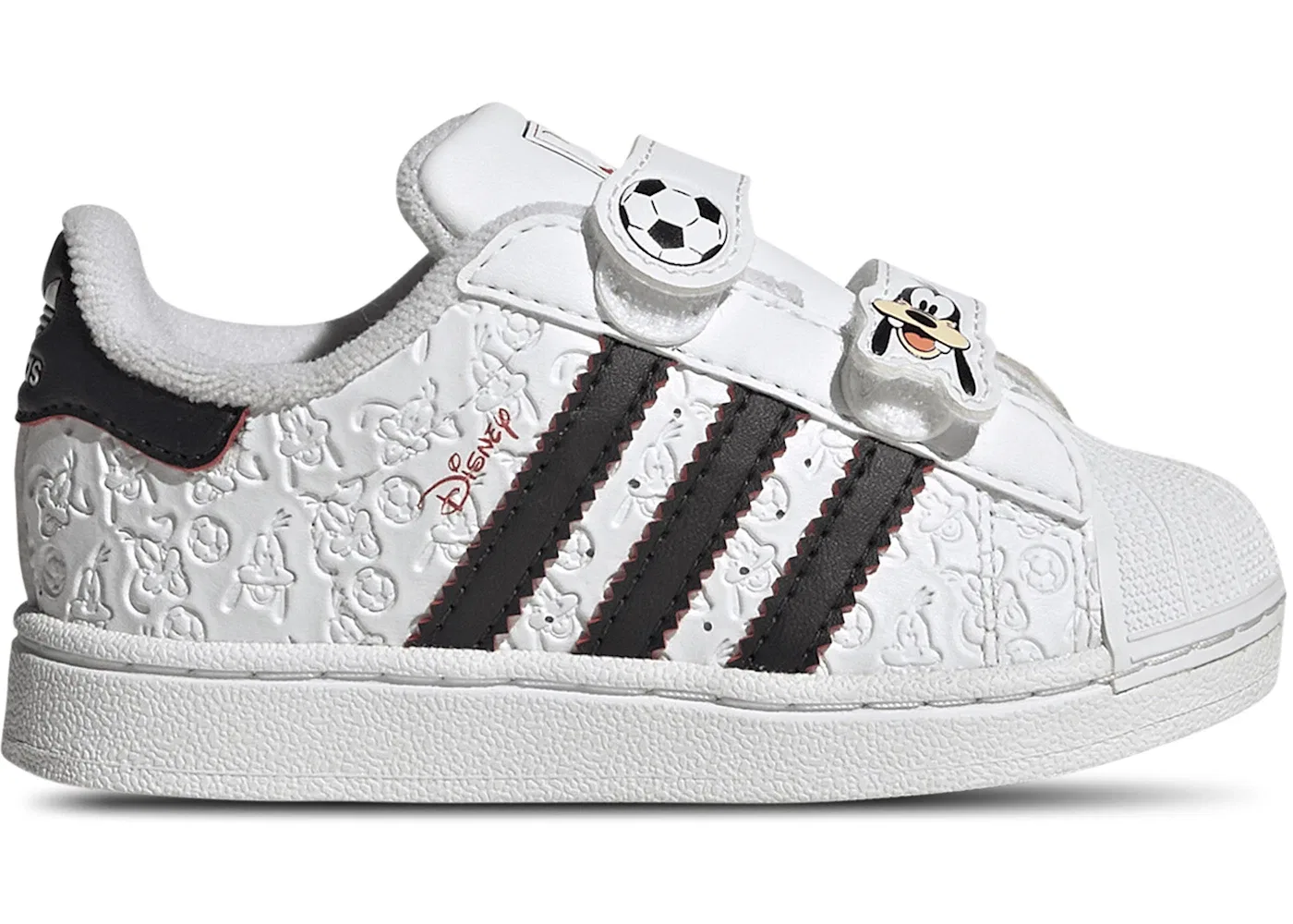 Детские кроссовки с липучками Adidas Superstar II Comfort Closure Disney Goofy Soccer, Cloud White/Core Black/Red