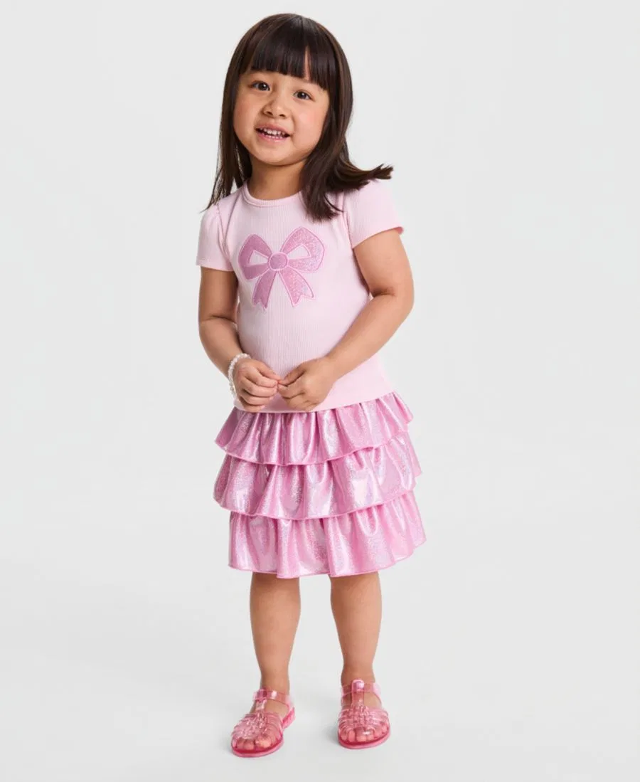 Комплект из футболки и шорт-юбки с блестками, модель Sparkle Tiered Skort Epic Threads, Bonbon