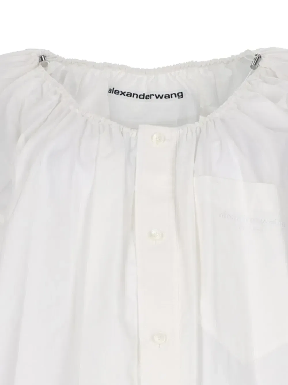 Мини-платье-рубашка с присборенным воротом Alexander Wang, белый — фото 2