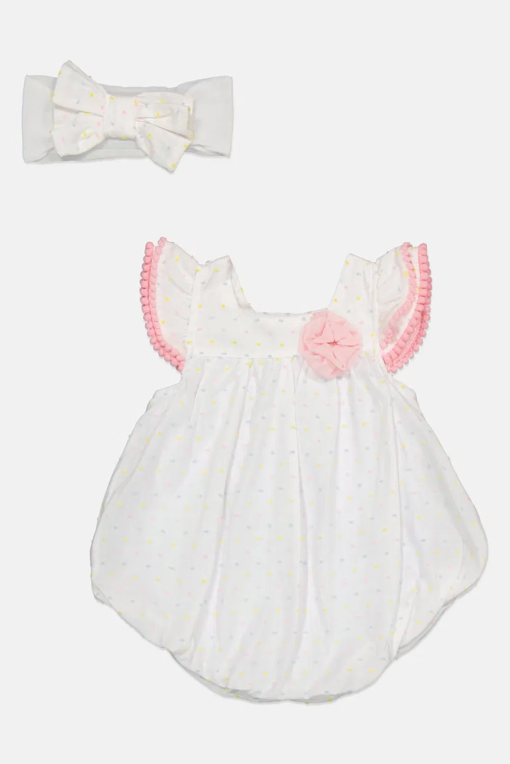 Боди-комбинезон с текстурой комплект с повязкой на голову Baby Essentials, разноцветный — фото 2