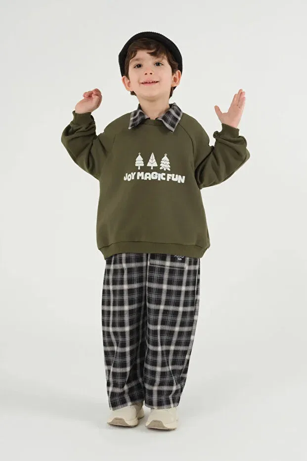 Детские свитшот для девочек с принтом реглан Mioma Kids, Green — фото 2