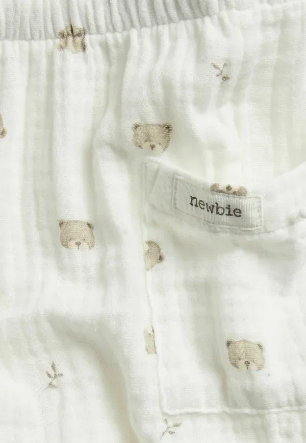 Брюки с принтом животных With bear print Newbie off-white, белый — фото 3
