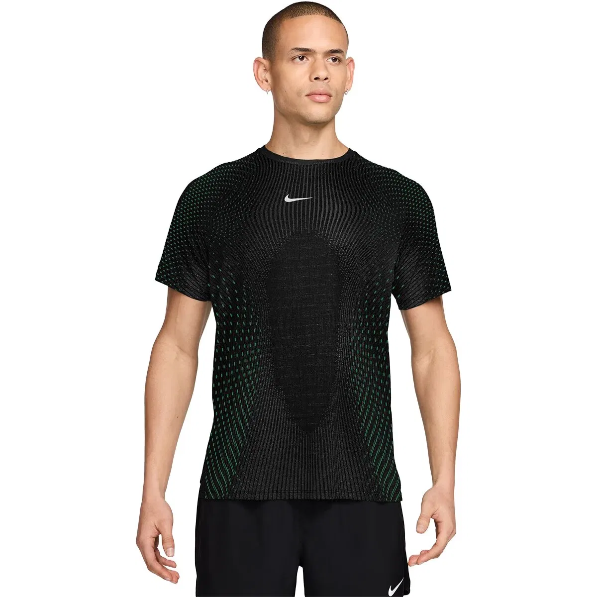 Мужская беговая футболка с коротким рукавом Aero-FIT Stride Nike, Black/Lt Green Spark/Reflective Silv