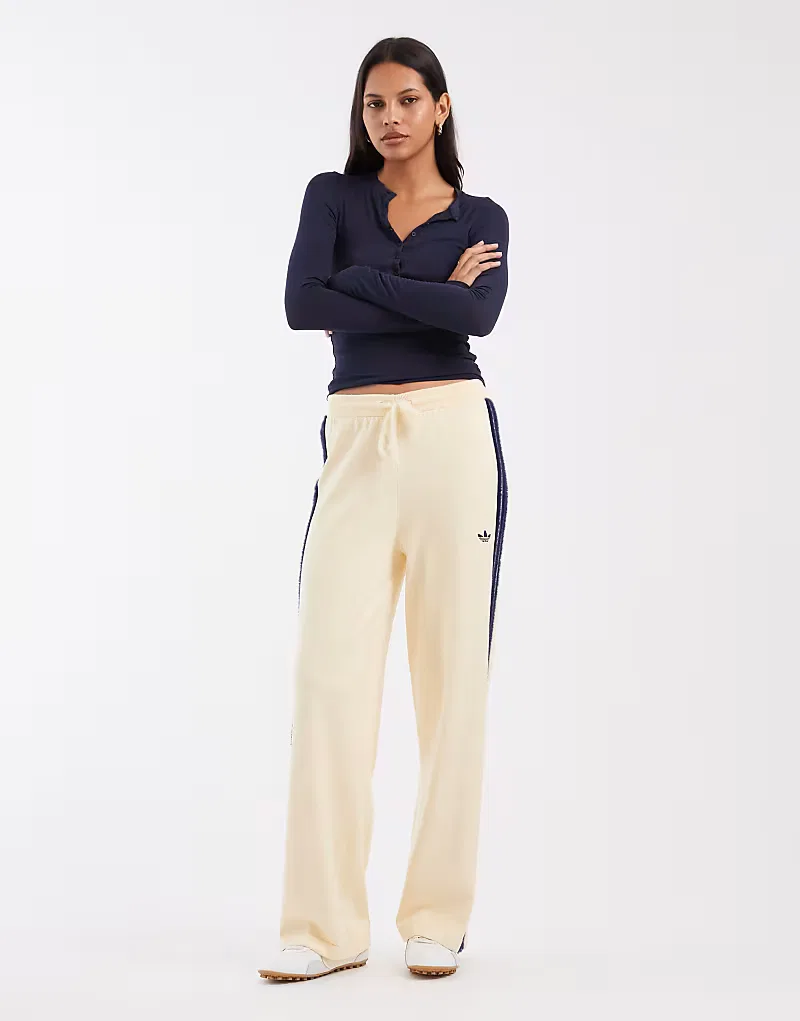 Вязаные спортивные брюки Adidas Originals Firebird, кремовый