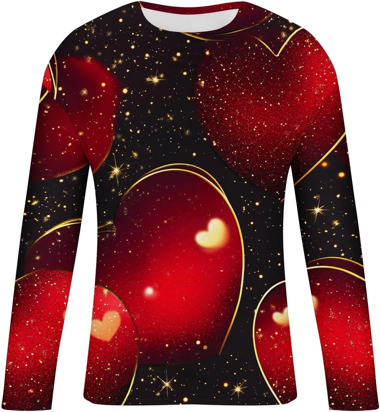 Мужская футболка с принтом сердца Long Sleeve, Red — фото 3