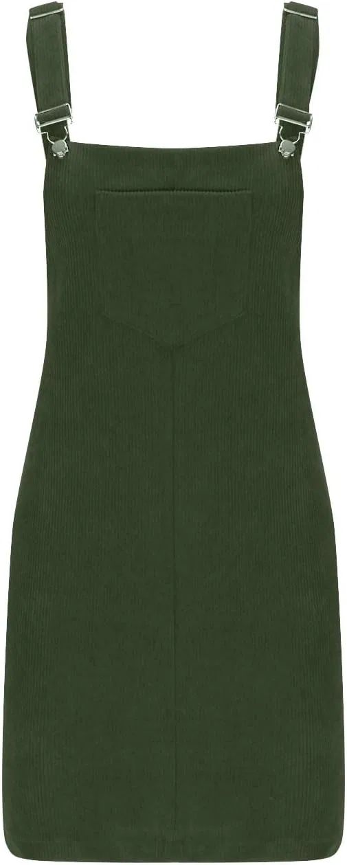 Женское мини-платье комбинезон с квадратным вырезом Corduroy, Dark Green — фото 2