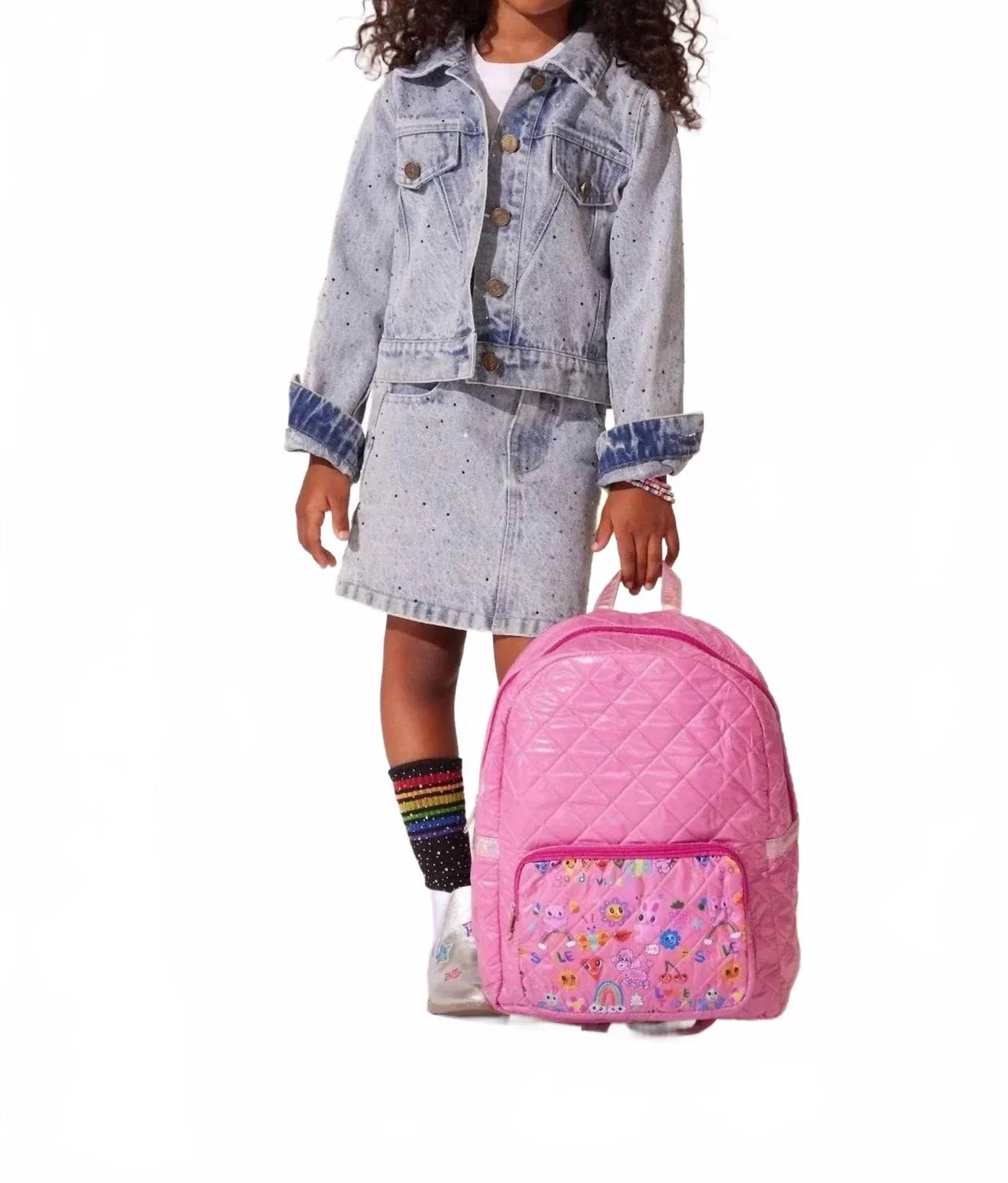 Детская джинсовая куртка с эффектом брызг Rainbow Sparkle Denim Jacket Lola + The Boys, синий — фото 4