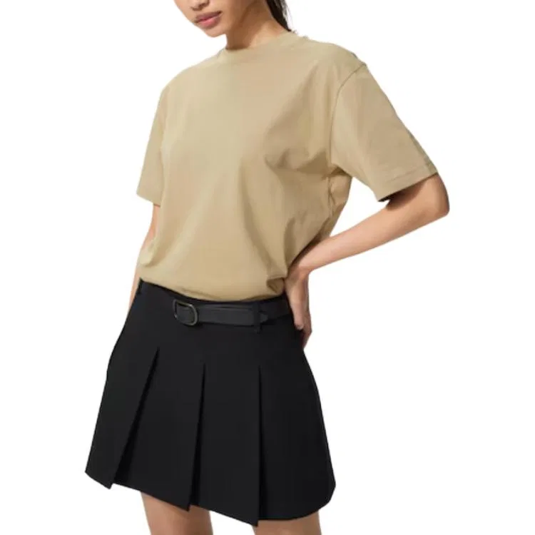 Женская футболка с круглым вырезом Beige UNIQLO, Beige — фото 3