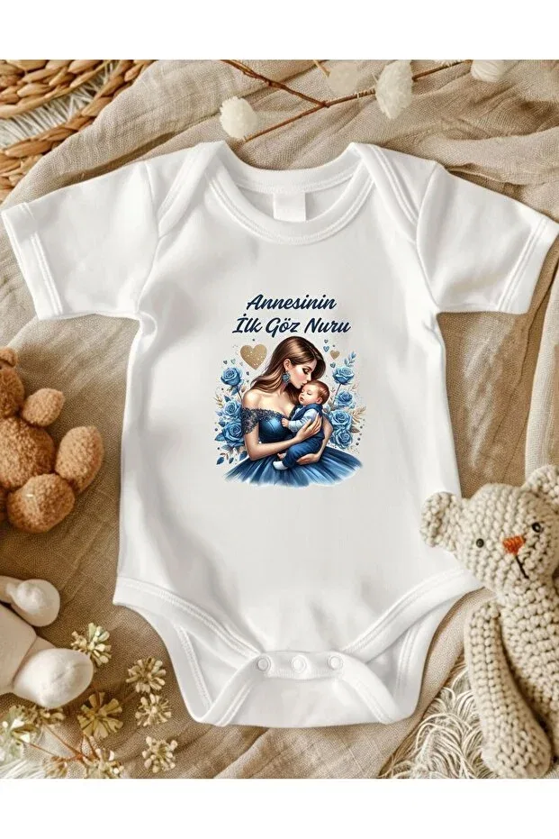 Детское боди для новорожденных хлопковое Mother'S First Eye-Pain-Relief Baby Bodysuit Lupi, Kum Beji Boz