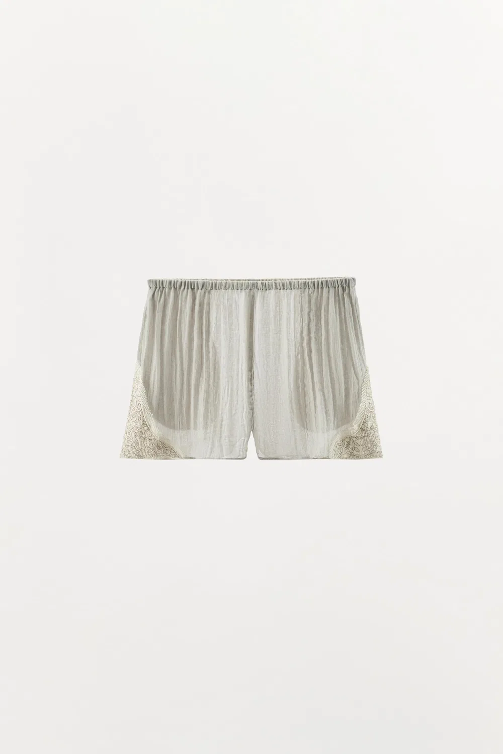 Шорты с вышитым кружевом ZARA, Greenish — фото 4