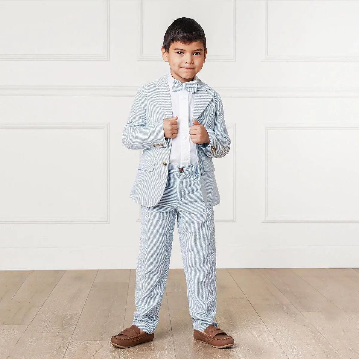 Детские брюки для мальчиков из сейрсакера Seersucker Suit Pant Hope & Henry, Blue Seersucker — фото 2
