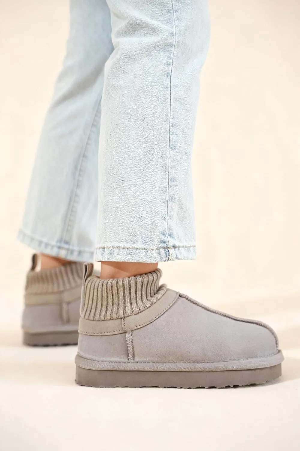 Детские сапоги для девочек с подкладкой из овчины Project Cloud, Grey Suede Dreamon — фото 2