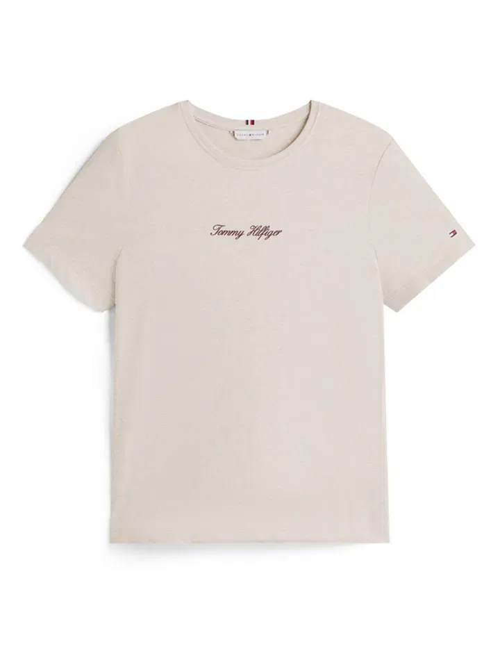 Женская хлопковая прямая футболка Tommy Hilfiger, Taupe — фото 3