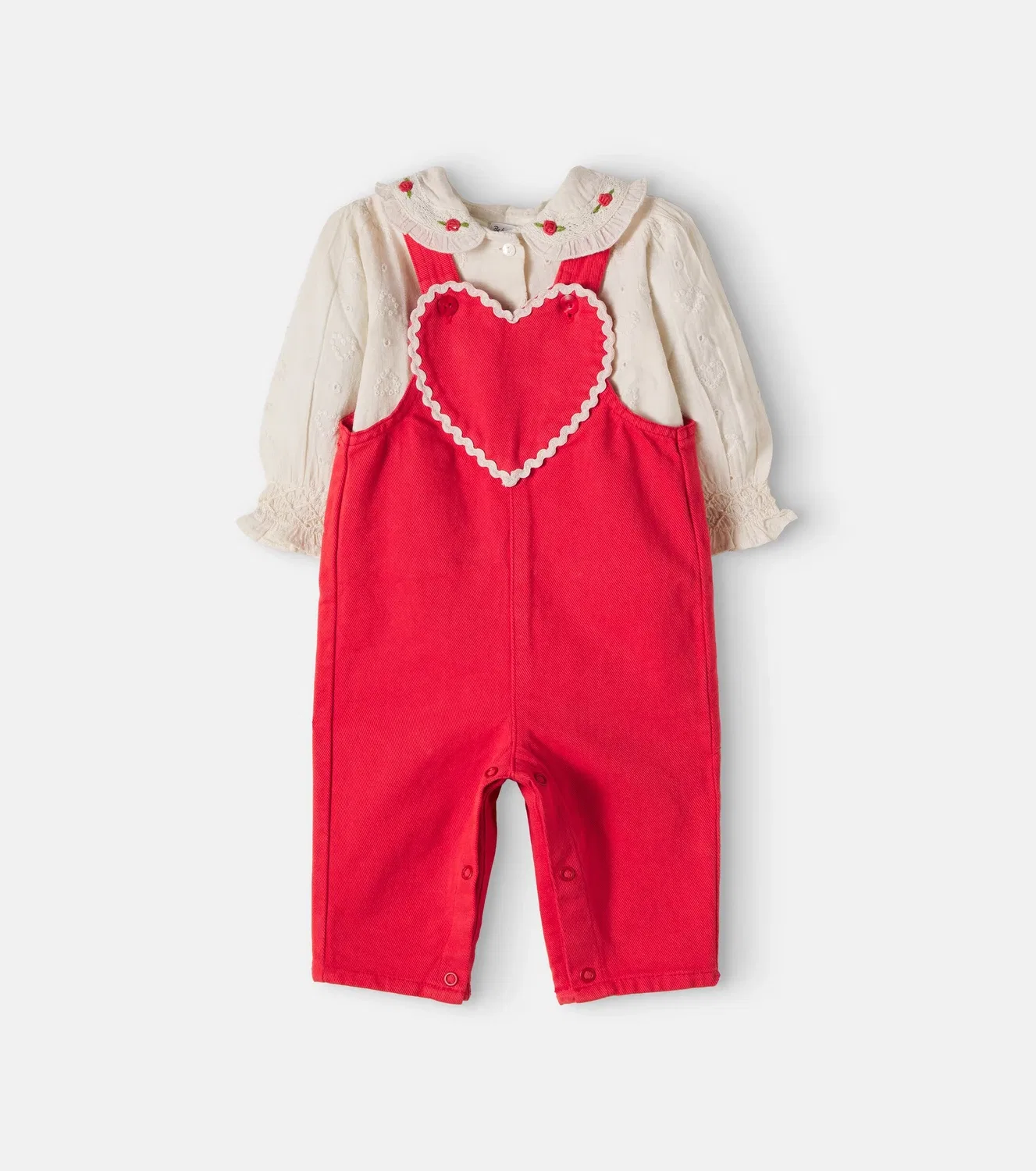 Комплект из комбинезона и блузки с вышивкой Baby Anita Bebe Organic, красный
