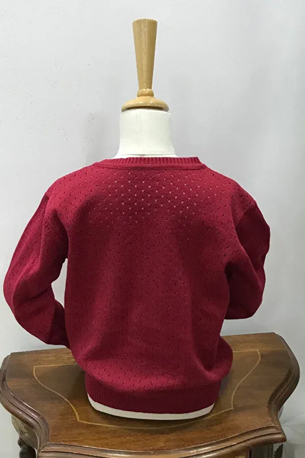 Детский кардиган для девочек с длинным рукавом Nonno Kids, Burgundy — фото 4