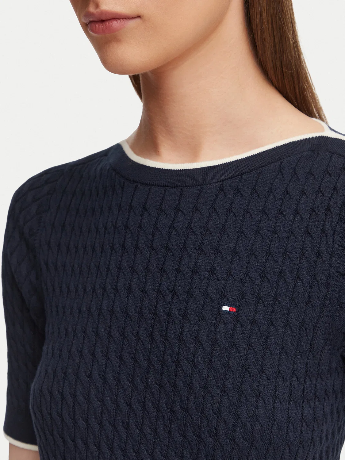 Женская блузка стандартного кроя Fine Gg Cable Boat Tommy Hilfiger, темно-синий — фото 4